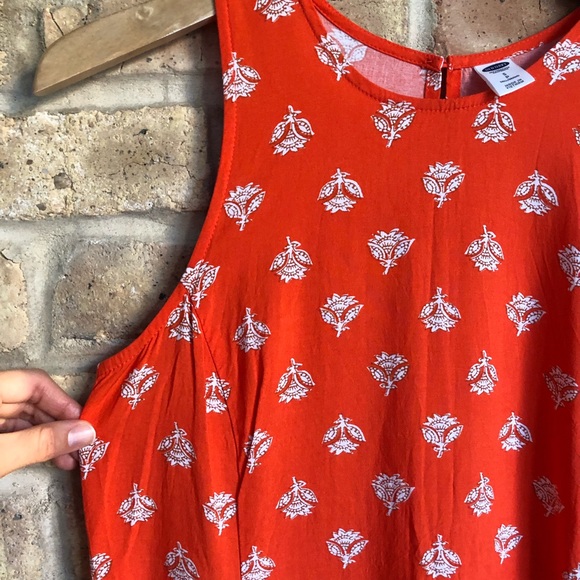 Old Navy Orange Swing Dress with White Floral Pattern - Picture 5 of 8
